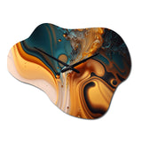 Yellow And Green Fluid Abstractions I - Asymmetric Metal Wall Clock