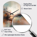 Brown Abstracted Nature I - Asymmetric Metal Wall Clock