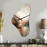 Brown Abstracted Nature I - Asymmetric Metal Wall Clock