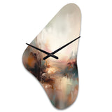 Brown Abstracted Nature I - Asymmetric Metal Wall Clock