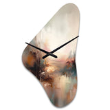 Brown Abstracted Nature I - Asymmetric Metal Wall Clock