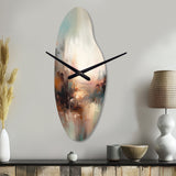 Brown Abstracted Nature I - Asymmetric Metal Wall Clock