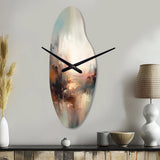 Brown Abstracted Nature I - Asymmetric Metal Wall Clock