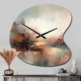 Brown Abstracted Nature I - Asymmetric Metal Wall Clock