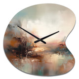 Brown Abstracted Nature I - Asymmetric Metal Wall Clock