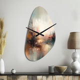 Brown Abstracted Nature I - Asymmetric Metal Wall Clock