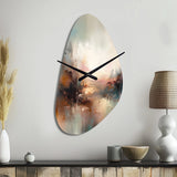 Brown Abstracted Nature I - Asymmetric Metal Wall Clock