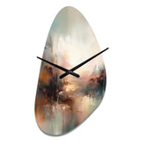 Brown Abstracted Nature I - Asymmetric Metal Wall Clock