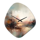 Brown Abstracted Nature I - Asymmetric Metal Wall Clock