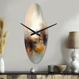 Brown Abstracted Nature III - Asymmetric Metal Wall Clock
