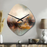 Brown Abstracted Nature III - Asymmetric Metal Wall Clock