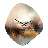 Brown Abstracted Nature III - Asymmetric Metal Wall Clock