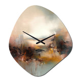 Brown Abstracted Nature III - Asymmetric Metal Wall Clock