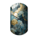 Blue And Gold Abstracted Harmonies Of Nature - Asymmetric Metal Wall Clock