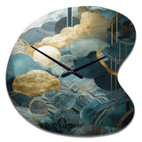 Blue And Gold Abstracted Harmonies Of Nature - Asymmetric Metal Wall Clock