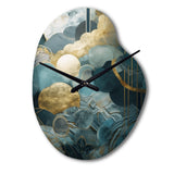 Blue And Gold Abstracted Harmonies Of Nature - Asymmetric Metal Wall Clock