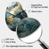Blue And Gold Abstracted Harmonies Of Nature - Asymmetric Metal Wall Clock