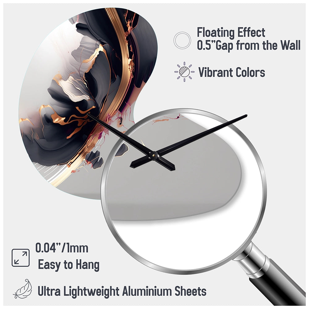 Rose gold Black Transcending Complexity I - Asymmetric Metal Wall Clock