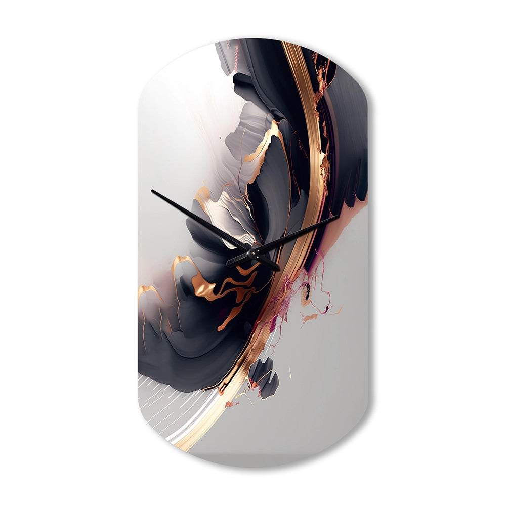Rose gold Black Transcending Complexity I - Asymmetric Metal Wall Clock