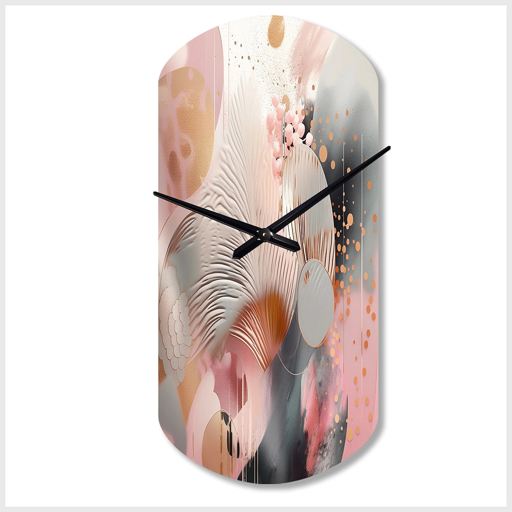 Pink Rose gold Stripes Complexity V - Asymmetric Metal Wall Clock