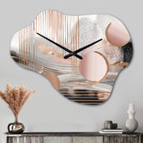 Pink Rose gold Circle Chaos IV - Asymmetric Metal Wall Clock