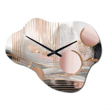 Pink Rose gold Circle Chaos IV - Asymmetric Metal Wall Clock