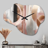 Pink Rose gold Circle Chaos V - Asymmetric Metal Wall Clock