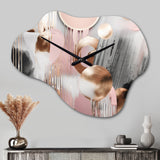 Pink Stripes And Lines Modern Art I - Asymmetric Metal Wall Clock