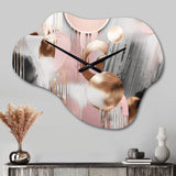Pink Stripes And Lines Modern Art I - Asymmetric Metal Wall Clock