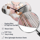 Pink Stripes And Lines Modern Art I - Asymmetric Metal Wall Clock