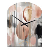 Pink Stripes And Lines Modern Art II - Asymmetric Metal Wall Clock