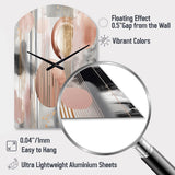 Pink Stripes And Lines Modern Art II - Asymmetric Metal Wall Clock