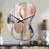 Pink Stripes And Lines Modern Art II - Asymmetric Metal Wall Clock