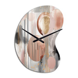 Pink Stripes And Lines Modern Art II - Asymmetric Metal Wall Clock