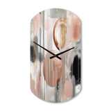 Pink Stripes And Lines Modern Art II - Asymmetric Metal Wall Clock