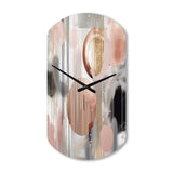 Pink Stripes And Lines Modern Art II - Asymmetric Metal Wall Clock