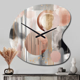 Pink Stripes And Lines Modern Art II - Asymmetric Metal Wall Clock