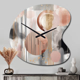 Pink Stripes And Lines Modern Art II - Asymmetric Metal Wall Clock