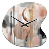 Pink Stripes And Lines Modern Art II - Asymmetric Metal Wall Clock