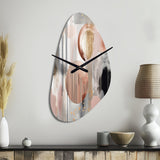Pink Stripes And Lines Modern Art II - Asymmetric Metal Wall Clock