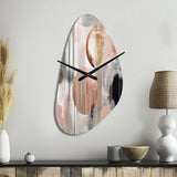 Pink Stripes And Lines Modern Art II - Asymmetric Metal Wall Clock