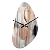 Pink Stripes And Lines Modern Art II - Asymmetric Metal Wall Clock