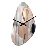 Pink Stripes And Lines Modern Art II - Asymmetric Metal Wall Clock
