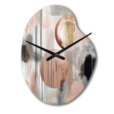 Pink Stripes And Lines Modern Art II - Asymmetric Metal Wall Clock
