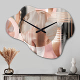 Pink Stripes And Lines Modern Art IV - Asymmetric Metal Wall Clock