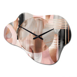 Pink Stripes And Lines Modern Art IV - Asymmetric Metal Wall Clock