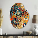 Orange Retro Vibe Background III - Asymmetric Metal Wall Clock