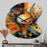 Orange Retro Vibe Background IV - Asymmetric Metal Wall Clock