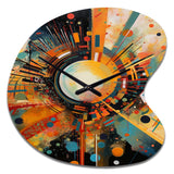 Orange Retro Vibe Background IV - Asymmetric Metal Wall Clock