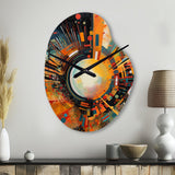 Orange Retro Vibe Background IV - Asymmetric Metal Wall Clock